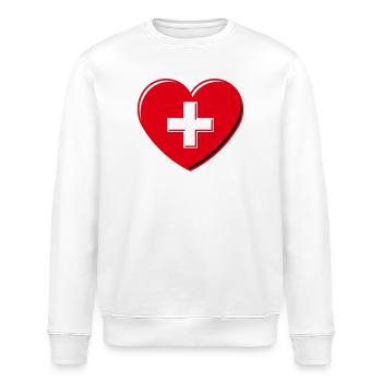 Heart With Swiss Cross (I Love Switzerland 3D 3C) - Stanley/Stella ROLLER Unisex Organic Sweatshirt - white - Front - Nik (191cm)