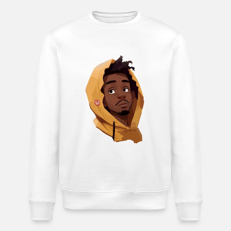 Schwarzer Mann im gelben Kapuzenpullover - Stanley/Stella Unisex Bio-Sweatshirt ROLLER - Weiß