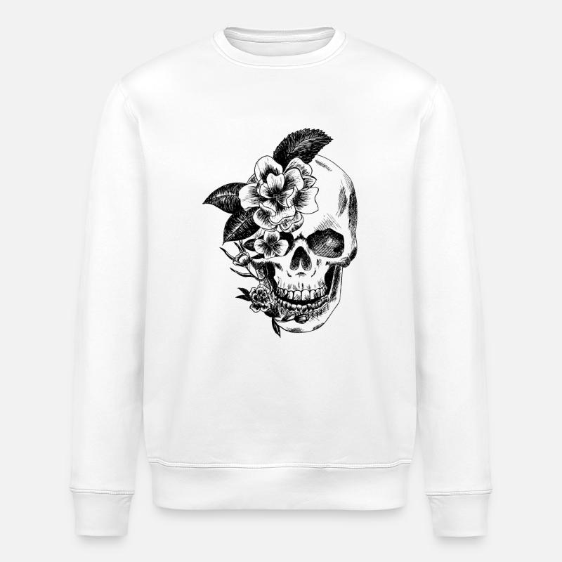 Kran und Blumen - Stanley/Stella Unisex Bio-Sweatshirt ROLLER - Weiß