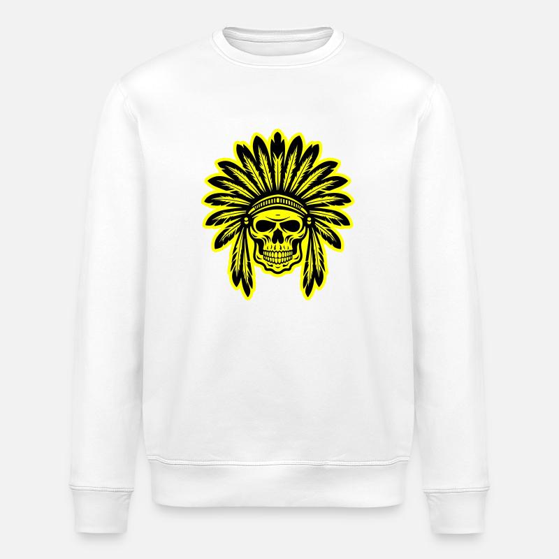 Crâne de chef indien apache - Sweat bio ROLLER Stanley/Stella Unisexe - blanc