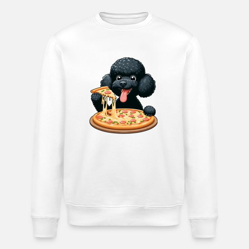 Comic Pudel mit Pizza - Stanley/Stella Unisex Bio-Sweatshirt ROLLER - Weiß
