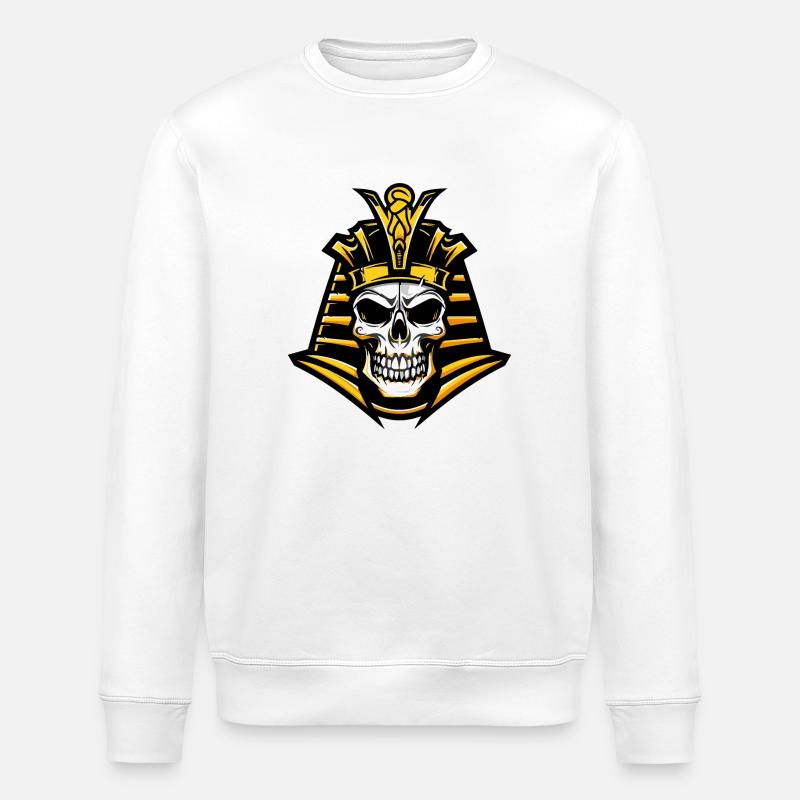Pharaoh Skull - Stanley/Stella ROLLER Unisex Organic Sweatshirt - white