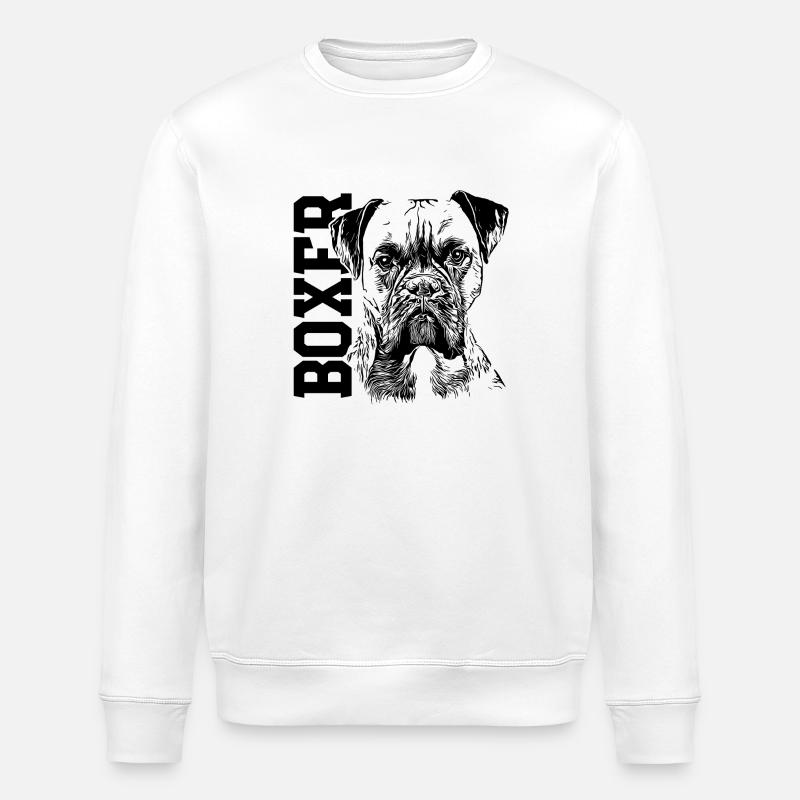Boxer Hund Deutscher Boxer - Stanley/Stella Unisex Bio-Sweatshirt ROLLER - Weiß
