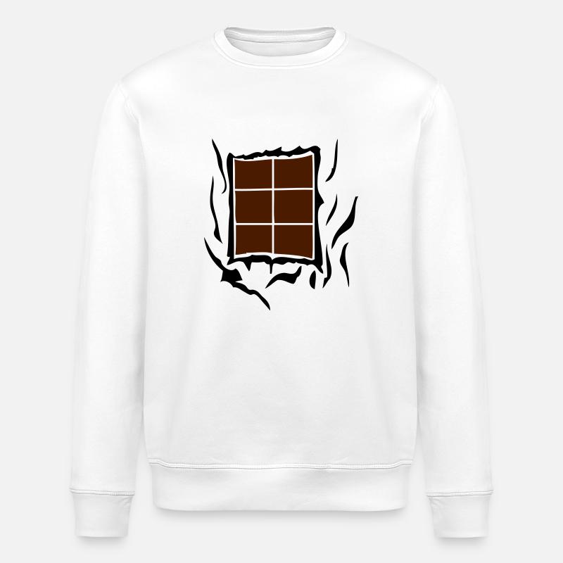 tablette chocolat abdominaux dechire1 - Sweat bio ROLLER Stanley/Stella Unisexe - blanc