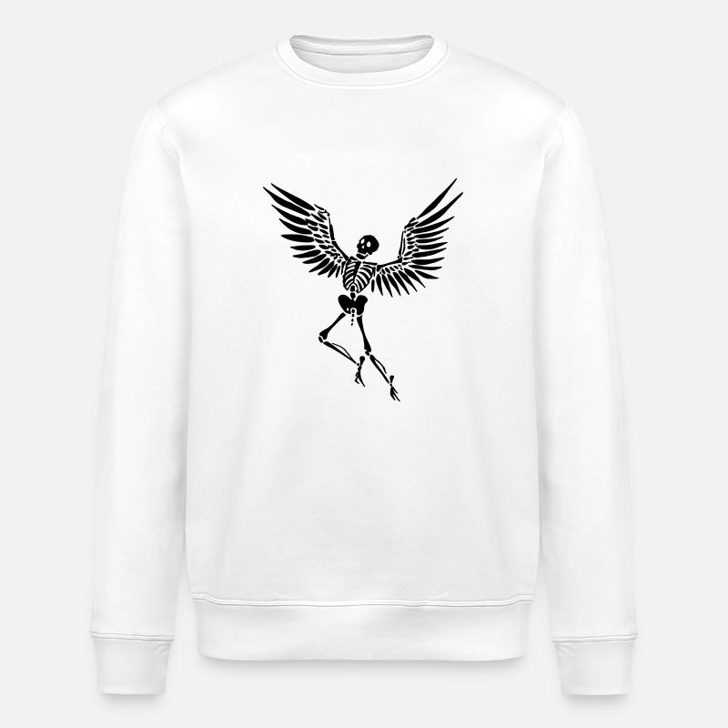 Flying Skeleton - Stanley/Stella ROLLER Unisex Organic Sweatshirt - white