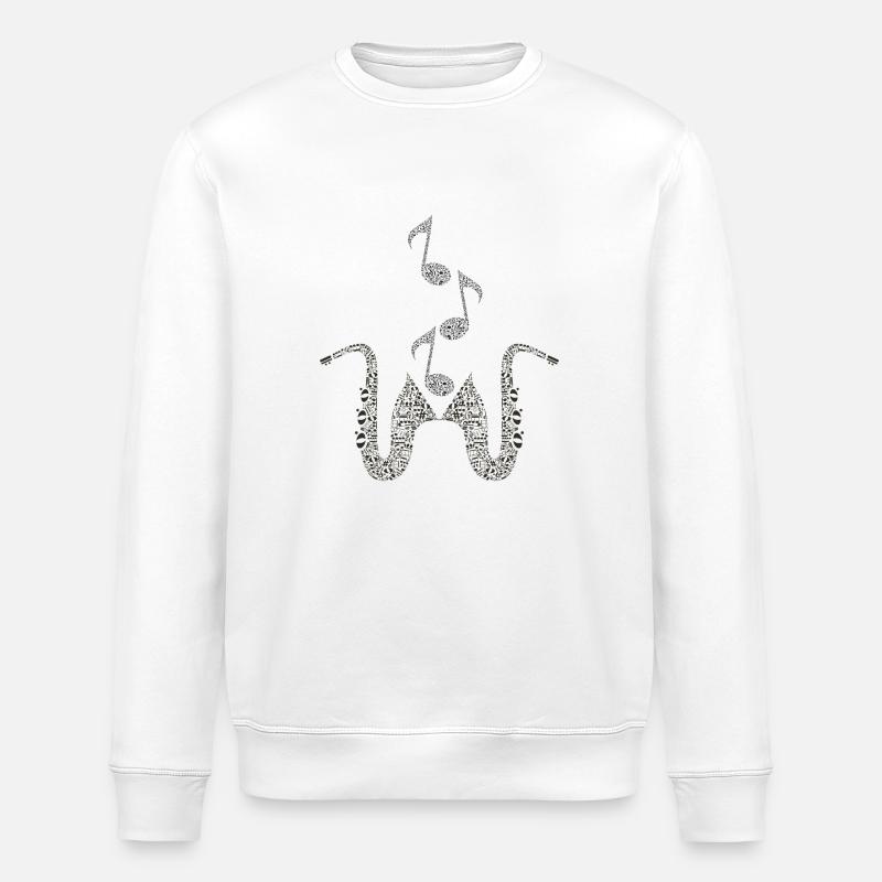 Saxophon - Note - Stanley/Stella Unisex Bio-Sweatshirt ROLLER - Weiß