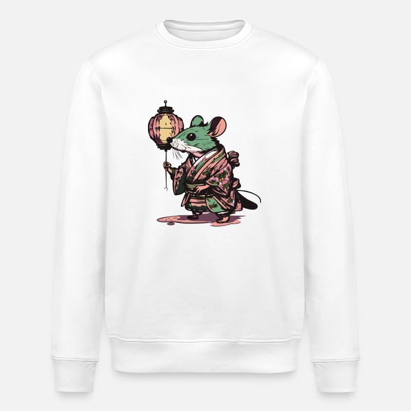 Maus im Kimono - Stanley/Stella Unisex Bio-Sweatshirt ROLLER - Weiß