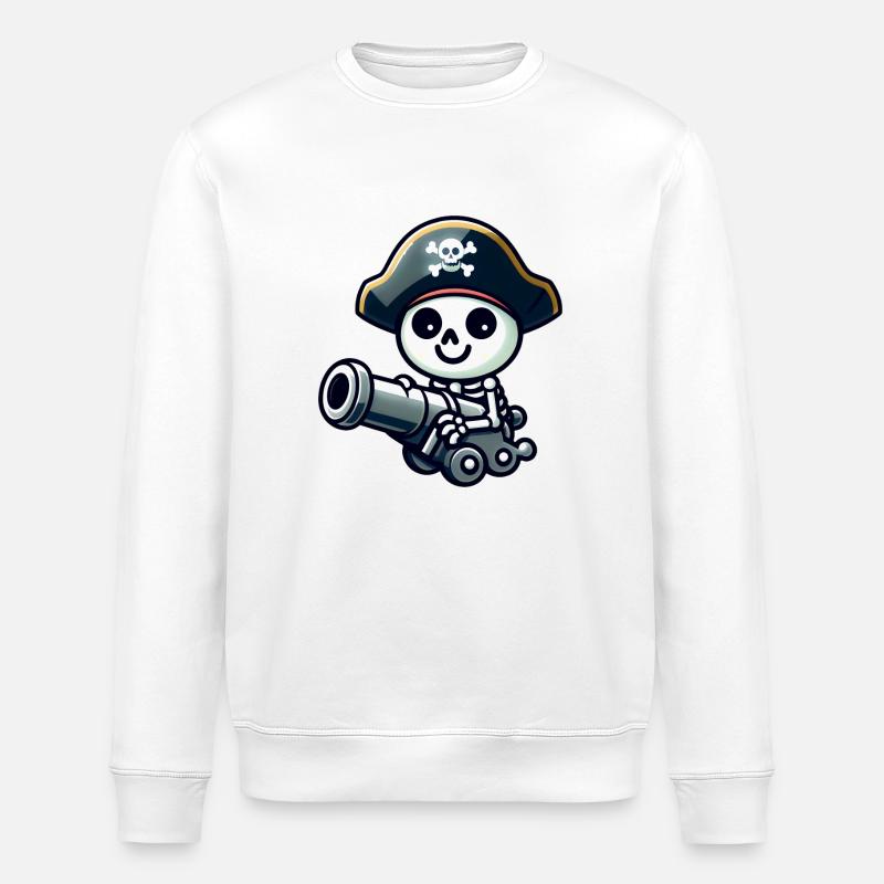 Crâne Pirate - Trésor Squelette - Sweat bio ROLLER Stanley/Stella Unisexe - blanc