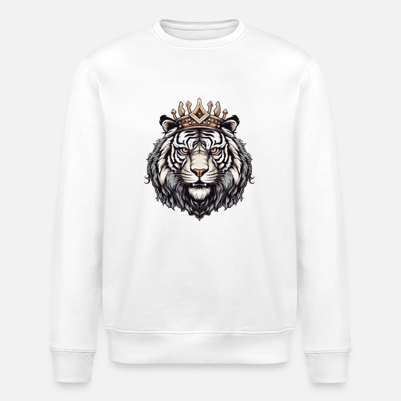 Tiger Krone Tier - Stanley/Stella Unisex Bio-Sweatshirt ROLLER - Weiß