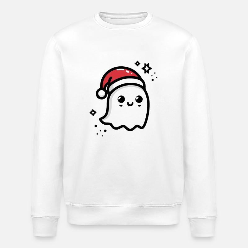 Cute Ghost Christmas - Stanley/Stella ROLLER Unisex Organic Sweatshirt - white