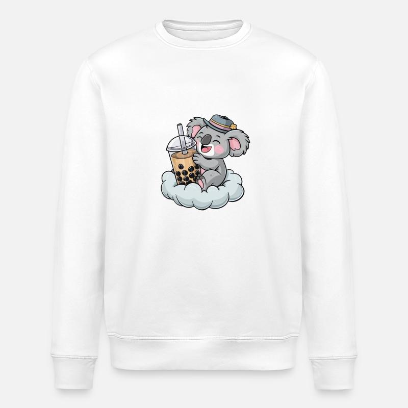 Koala drinking bubble tea - Stanley/Stella ROLLER Unisex Organic Sweatshirt - white