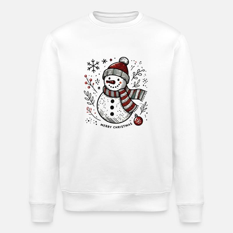 Sketchy Snowman - Stanley/Stella Unisex Bio-Sweatshirt ROLLER - Weiß