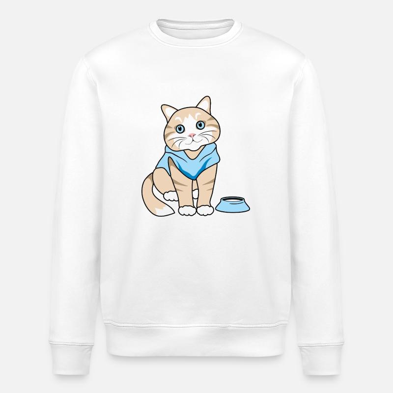 Chat mignon avec bol - Sweat bio ROLLER Stanley/Stella Unisexe - blanc