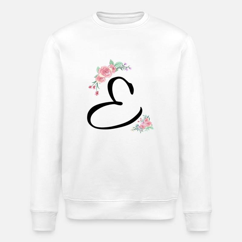 Lettre e fleurs - Sweat bio ROLLER Stanley/Stella Unisexe - blanc