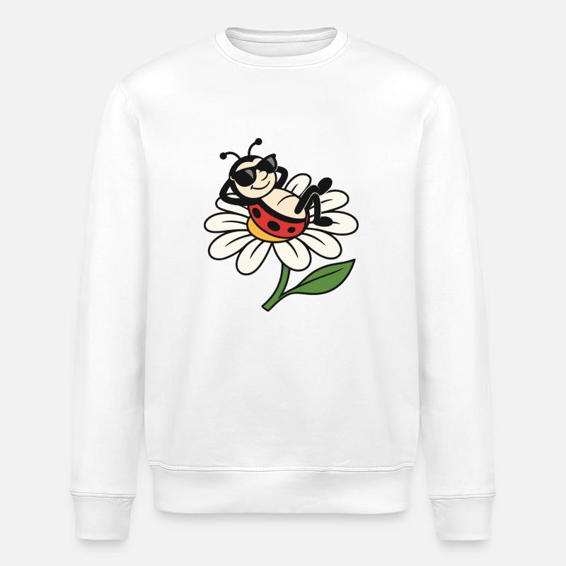 Cool Ladybug on Daisy - Stanley/Stella ROLLER Unisex Organic Sweatshirt - white