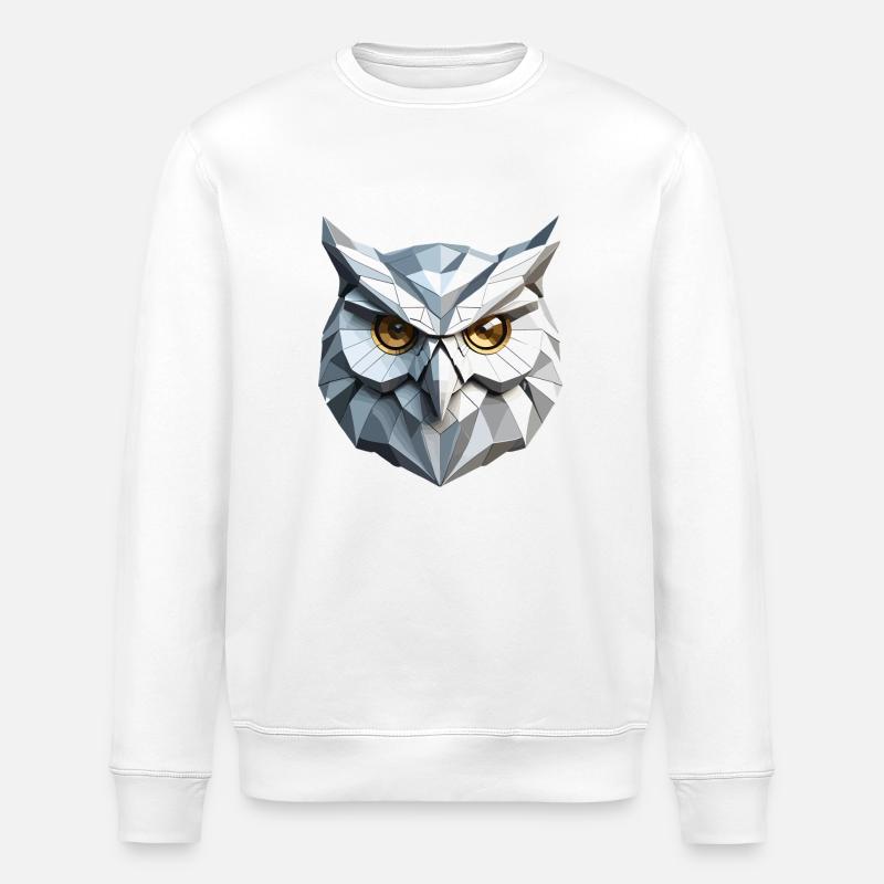 Owl Mask - Low Poly Design - Stanley/Stella ROLLER Unisex Organic Sweatshirt - white