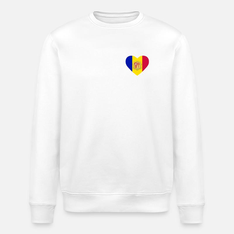 Cœur drapeau Andorre - Sweat bio ROLLER Stanley/Stella Unisexe - blanc