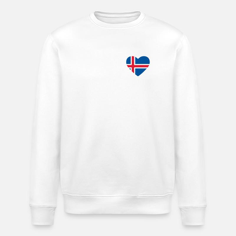 Cœur drapeau Islande - Sweat bio ROLLER Stanley/Stella Unisexe - blanc