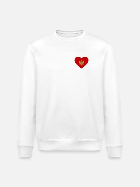 Cœur drapeau Monténégro - Sweat bio ROLLER Stanley/Stella Unisexe - blanc