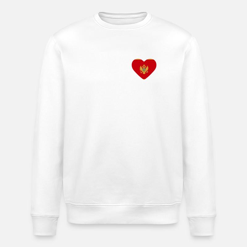 Cœur drapeau Monténégro - Sweat bio ROLLER Stanley/Stella Unisexe - blanc