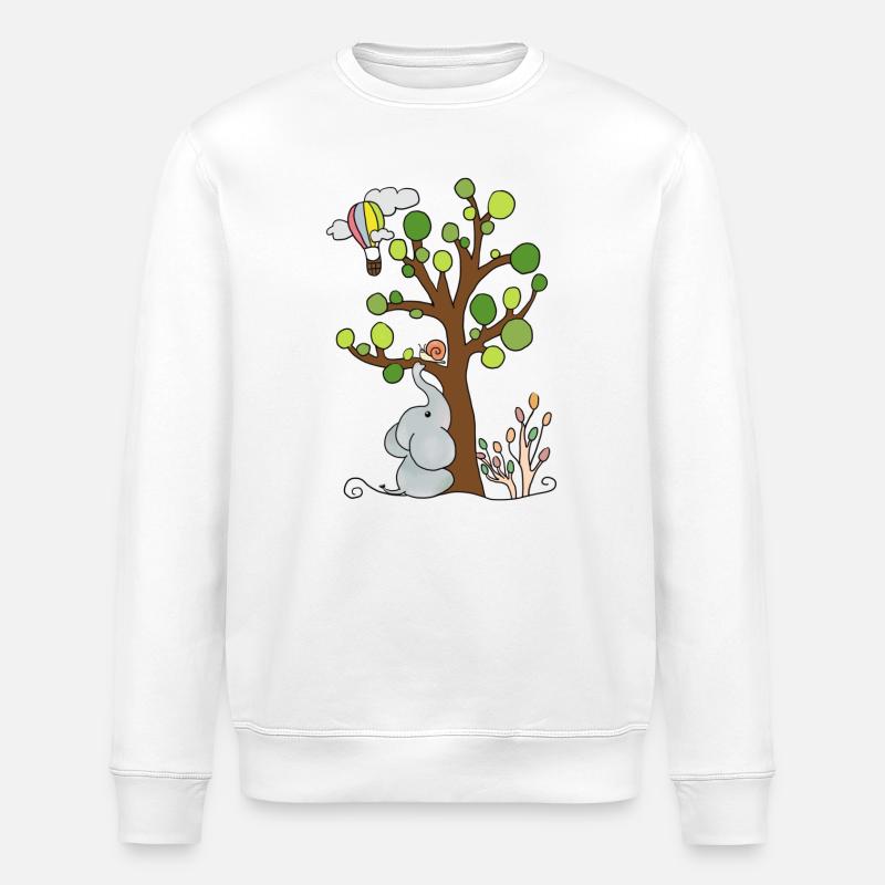 Elephant under the tree - Stanley/Stella ROLLER Unisex Organic Sweatshirt - white