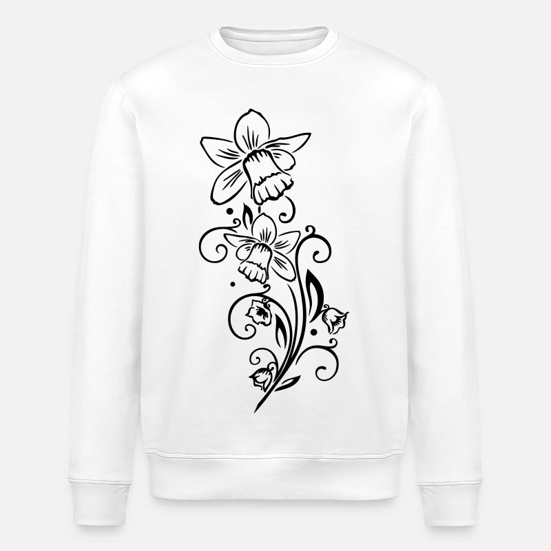 Easter Bells Daffodils Spring - Stanley/Stella ROLLER Unisex Organic Sweatshirt - white