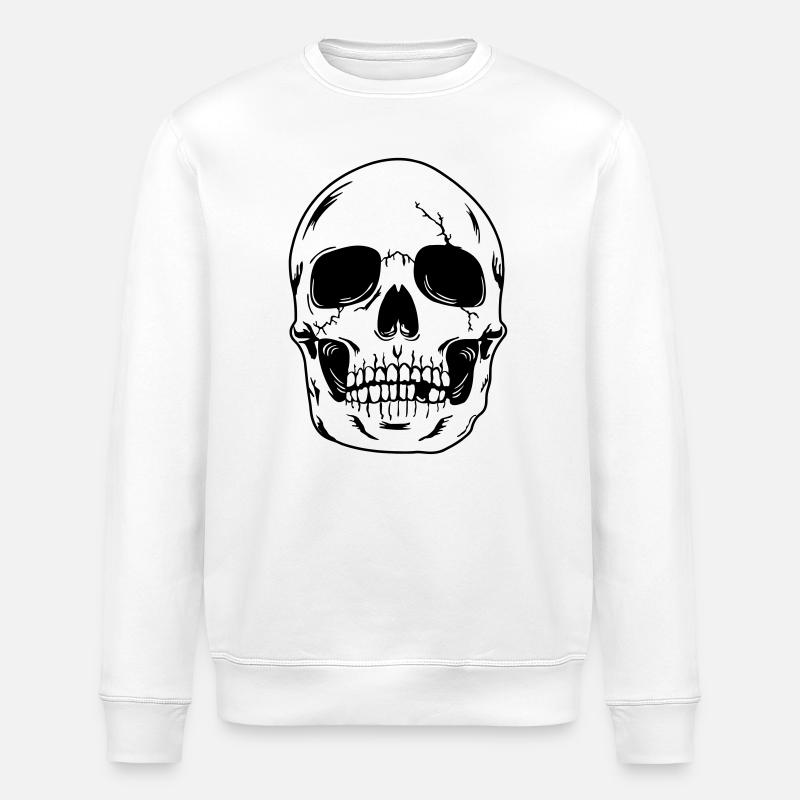 Schädelkopf des Skeletts - Stanley/Stella Unisex Bio-Sweatshirt ROLLER - Weiß
