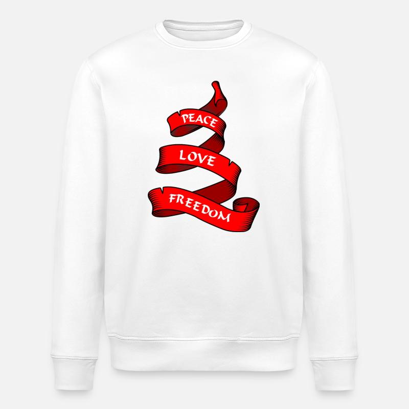 Peace banner or pennant red - Stanley/Stella ROLLER Unisex Organic Sweatshirt - white