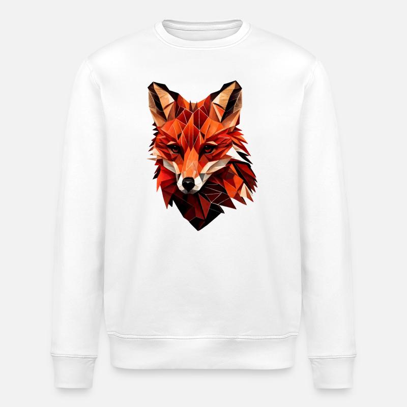 Stylized fox, Geometric - Stanley/Stella ROLLER Unisex Organic Sweatshirt - white