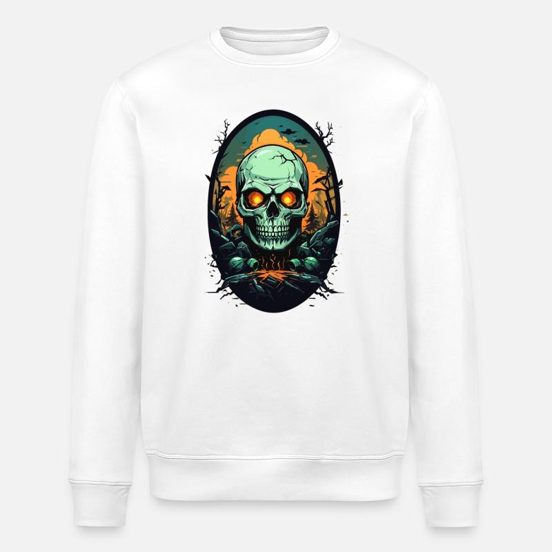 Crâne - Sweat bio ROLLER Stanley/Stella Unisexe - blanc