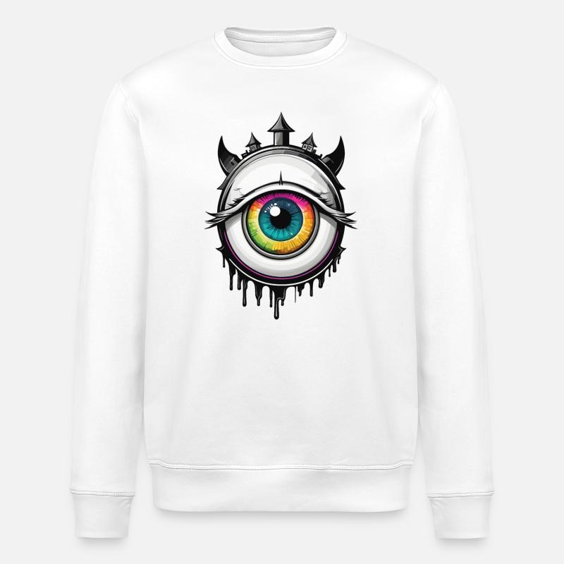Oeil avec cornes - Sweat bio ROLLER Stanley/Stella Unisexe - blanc
