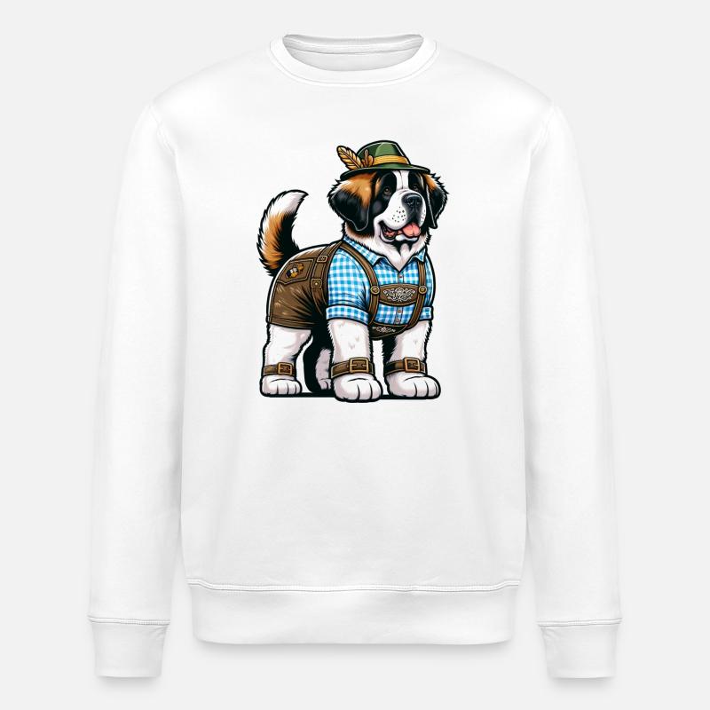 Bernhardiner Hund Bayern - Stanley/Stella Unisex Bio-Sweatshirt ROLLER - Weiß