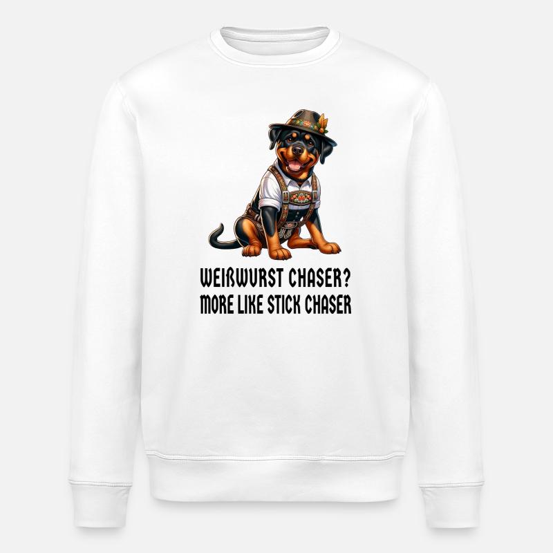 Rottweiler Weißwurst Design - Stanley/Stella Unisex Bio-Sweatshirt ROLLER - Weiß