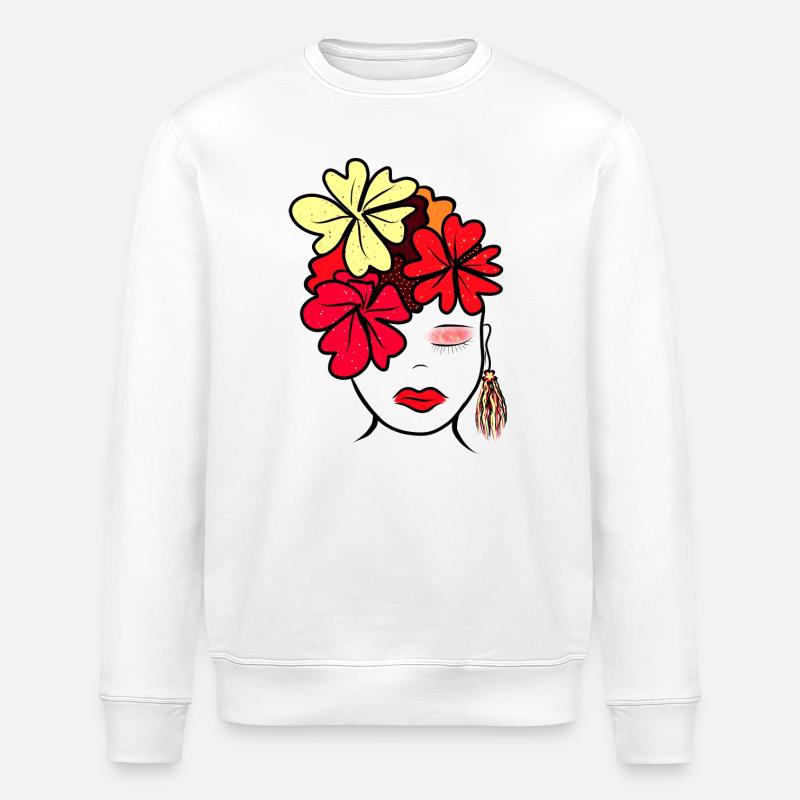 Botanische Blume Collage Druck - Stanley/Stella Unisex Bio-Sweatshirt ROLLER - Weiß