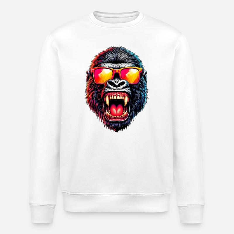 Gorille - Sweat bio ROLLER Stanley/Stella Unisexe - blanc