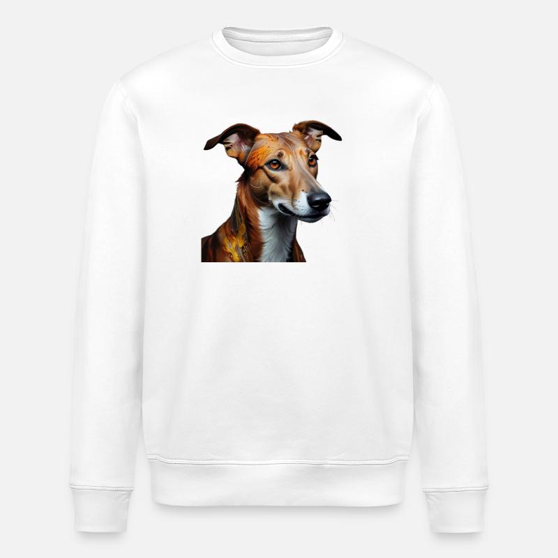 Herbstwindhund Porträt - Stanley/Stella Unisex Bio-Sweatshirt ROLLER - Weiß