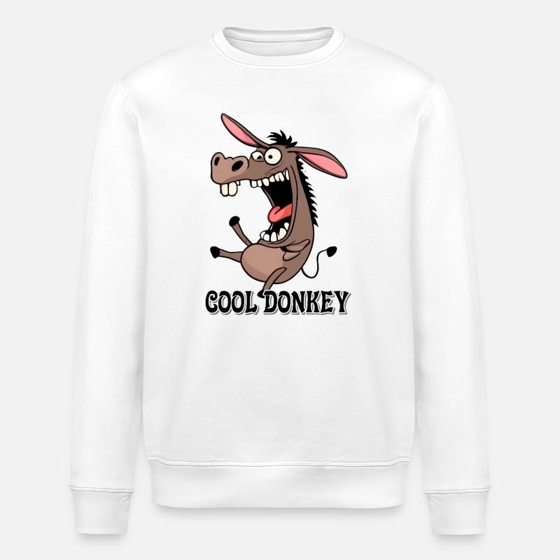 Impression de dessin animé drôle d’âne - Sweat bio ROLLER Stanley/Stella Unisexe - blanc