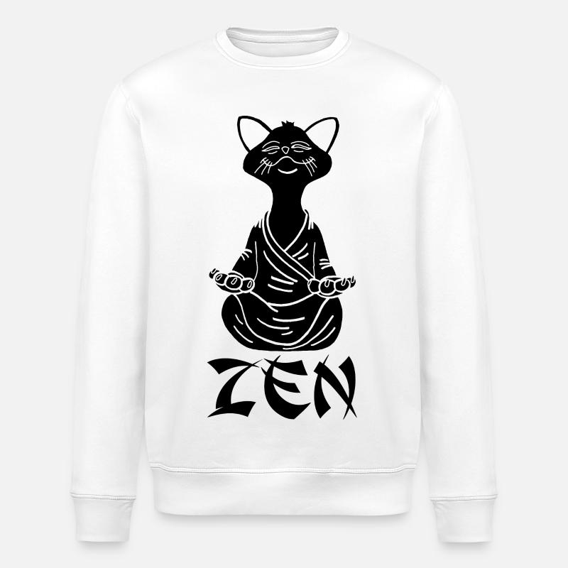 Chat noir zen - Sweat bio ROLLER Stanley/Stella Unisexe - blanc