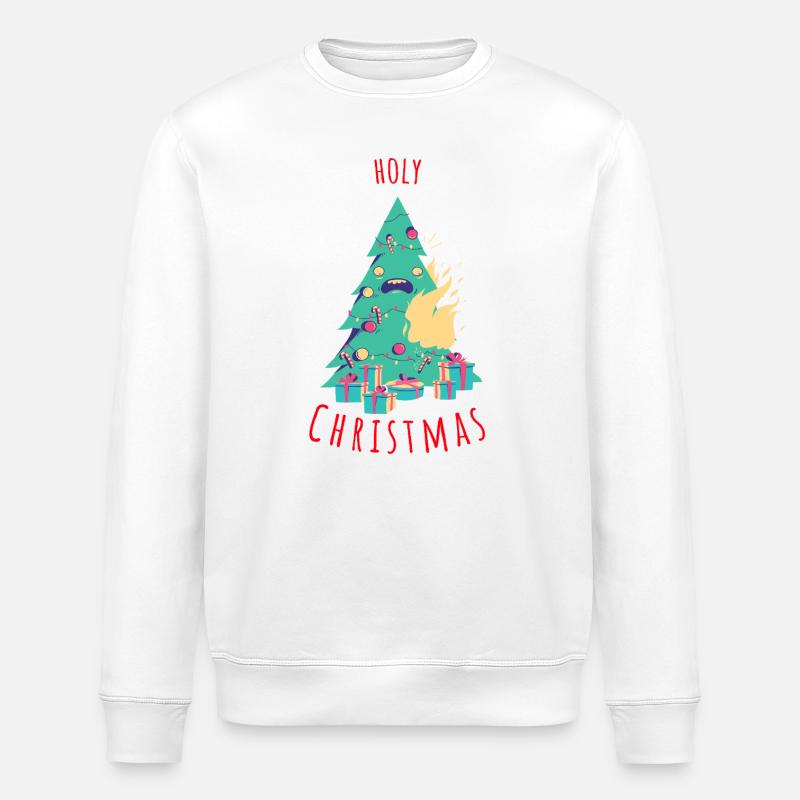 Illustration drôle de sapin de Noël - Sweat bio ROLLER Stanley/Stella Unisexe - blanc