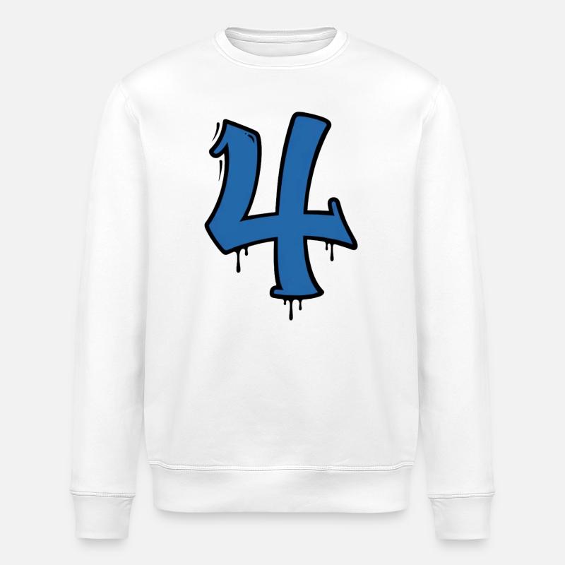 Graffiti Four Blue Drops - Stanley/Stella ROLLER Unisex Organic Sweatshirt - white