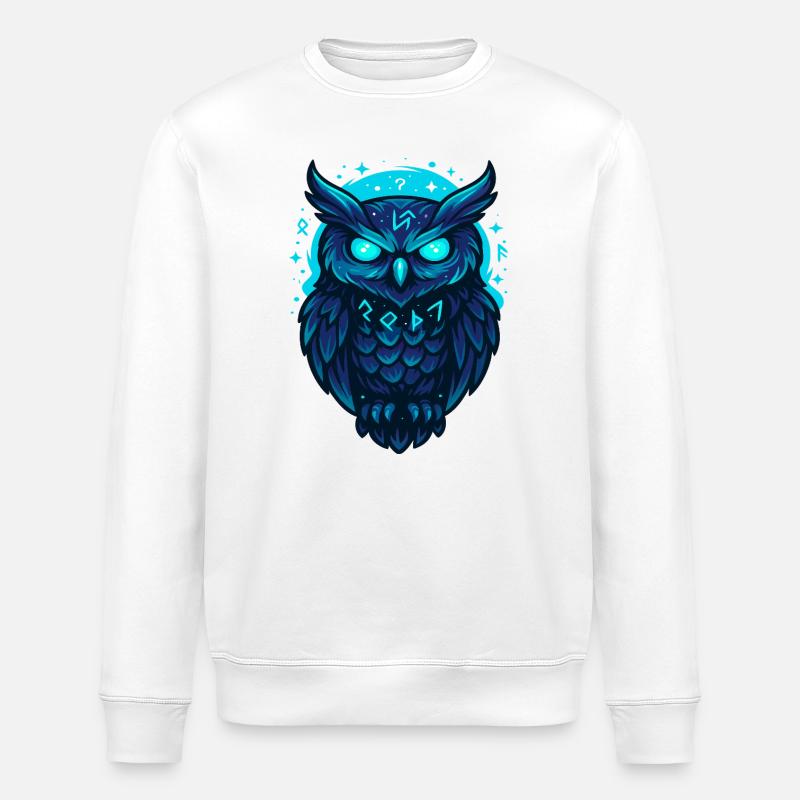 Leuchtende Runen-Eulennacht - Stanley/Stella Unisex Bio-Sweatshirt ROLLER - Weiß