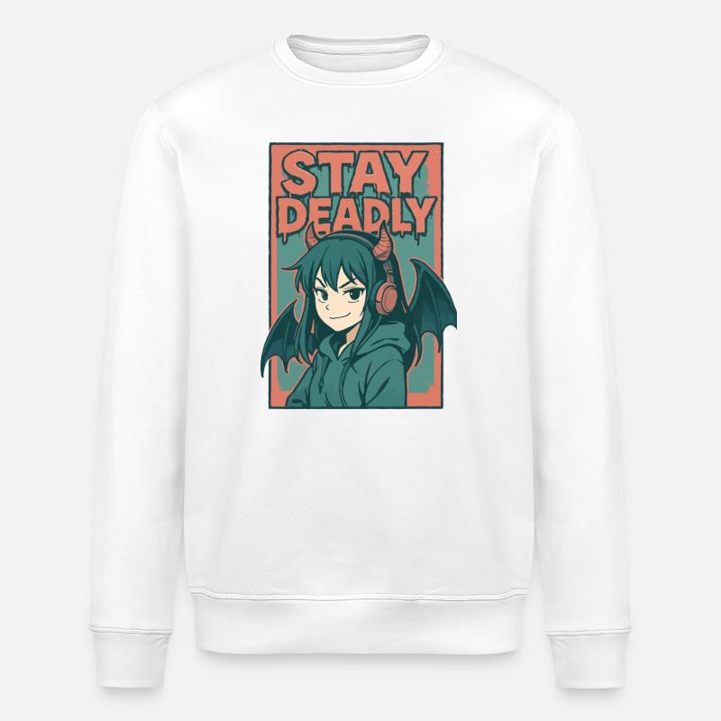 Bleib tödlich Dämonenmädchen Kunst - Stanley/Stella Unisex Bio-Sweatshirt ROLLER - Weiß