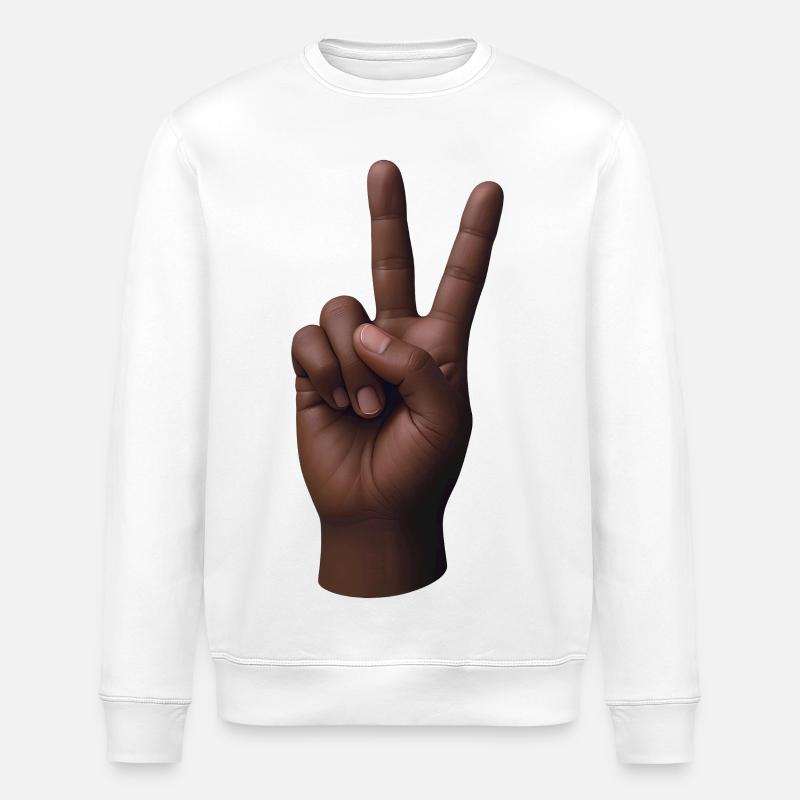 PEACE HAND #3 – Frieden & Liebe - Stanley/Stella Unisex Bio-Sweatshirt ROLLER - Weiß