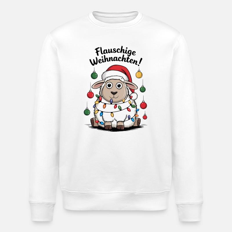 Sheep Fluffy Christmas Shepherd Funny - Stanley/Stella ROLLER Unisex Organic Sweatshirt - white