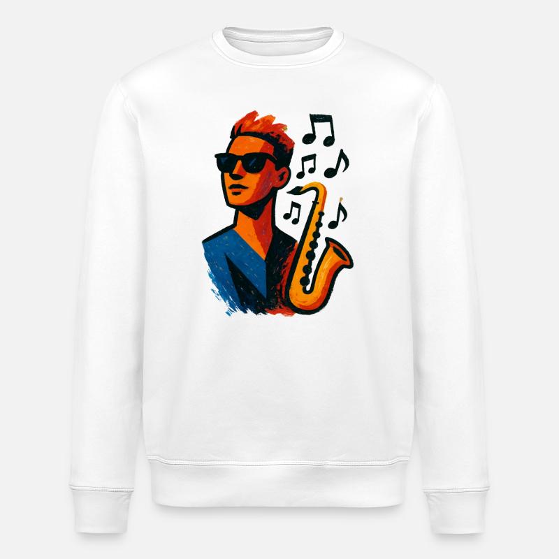 Saxophon – Jazz – Musik - Stanley/Stella Unisex Bio-Sweatshirt ROLLER - Weiß