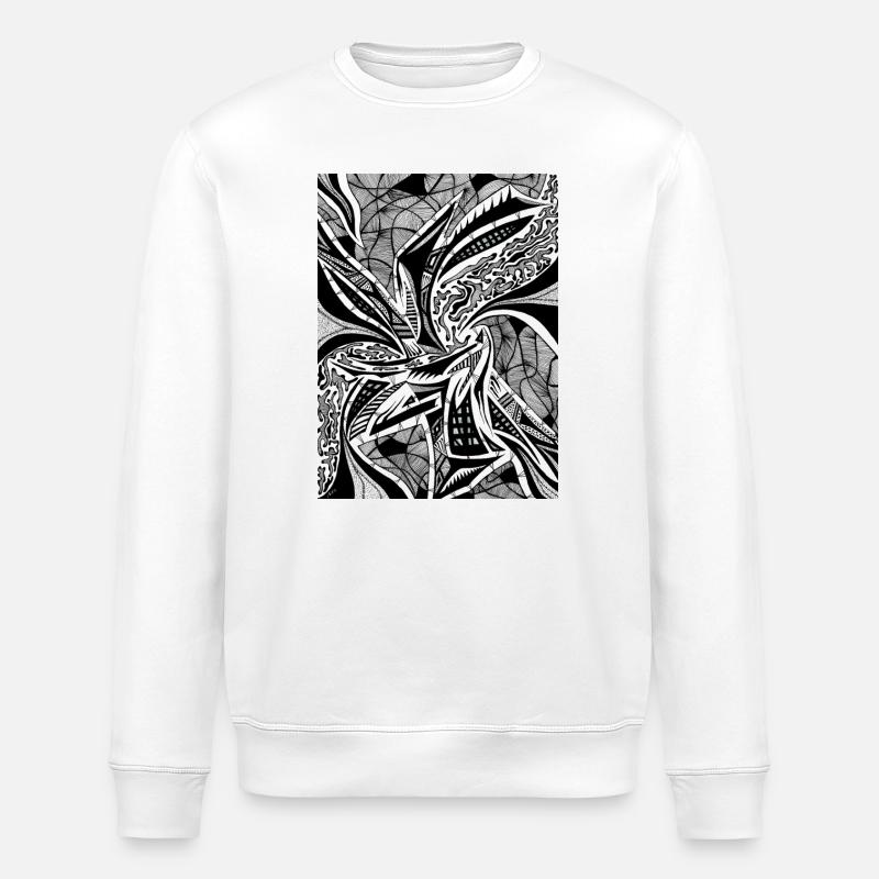 Design abstrait noir et blanc n°3 - Sweat bio ROLLER Stanley/Stella Unisexe - blanc