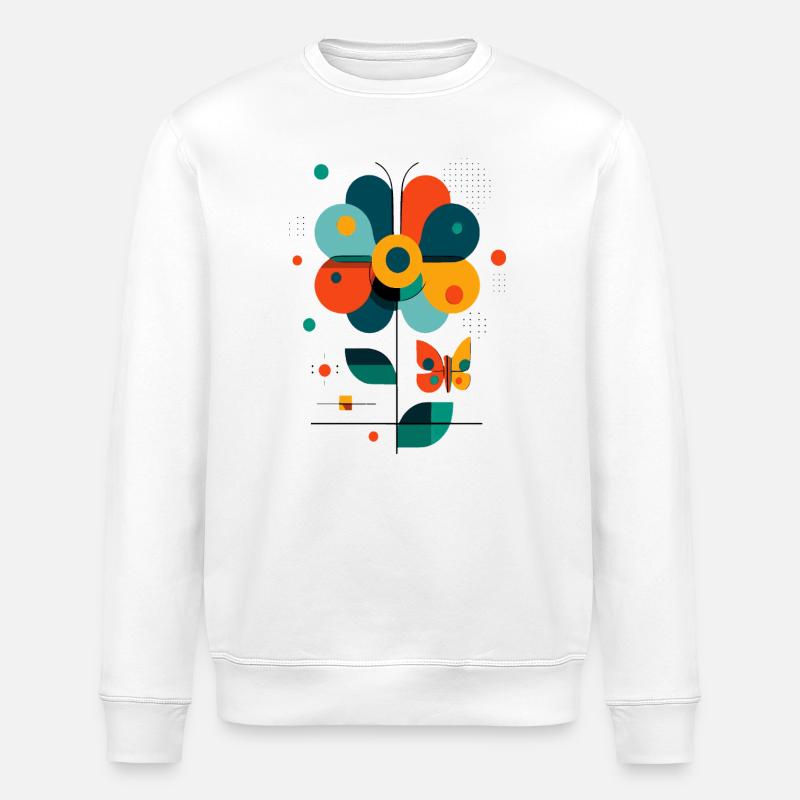 stilisierte Blume mit Schmetterling - Stanley/Stella Unisex Bio-Sweatshirt ROLLER - Weiß