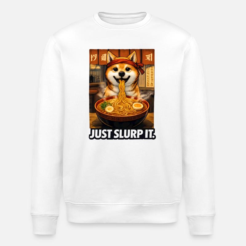 Shiba Ramen Just Slurp It - Stanley/Stella Unisex Bio-Sweatshirt ROLLER - Weiß