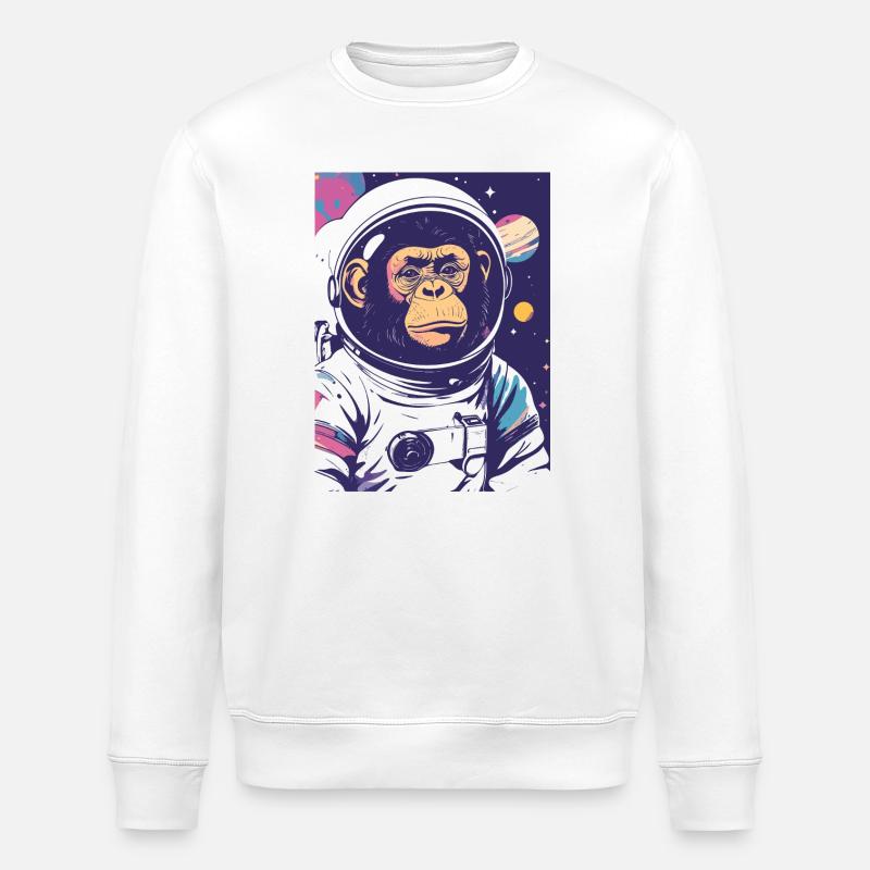 Astronauts chimpanzee in space - Stanley/Stella ROLLER Unisex Organic Sweatshirt - white