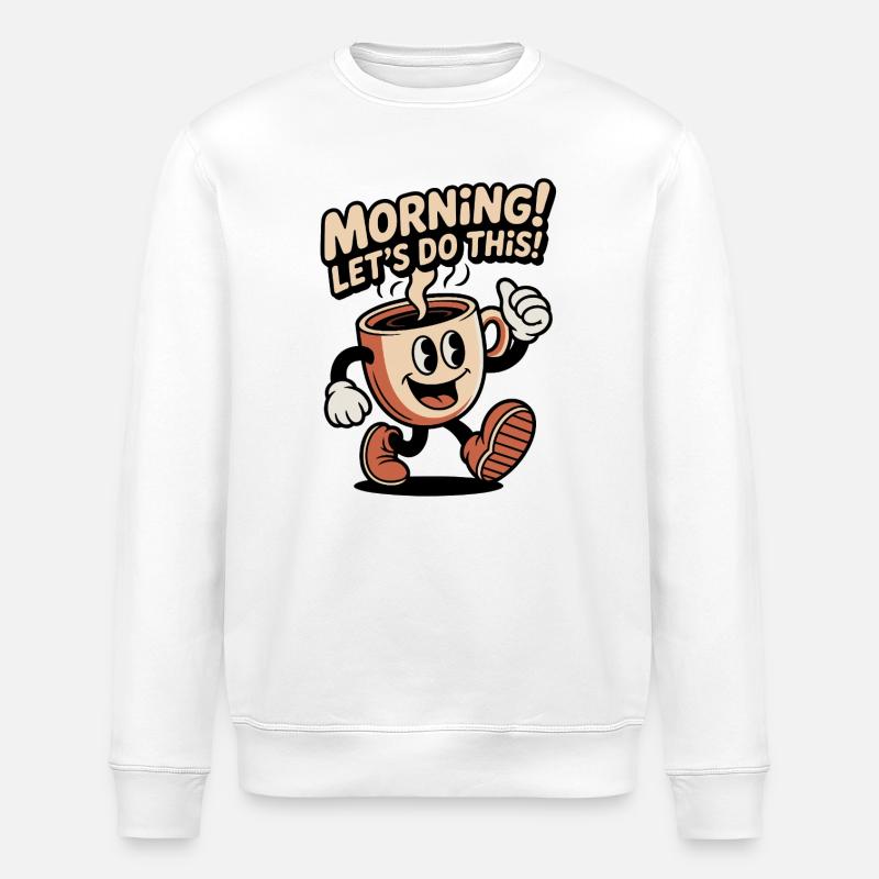 Motivation du café du matin - Sweat bio ROLLER Stanley/Stella Unisexe - blanc